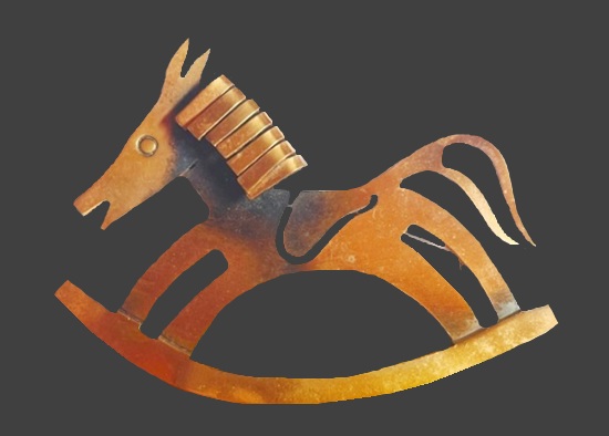 Rocking horse modernist copper brooch pin