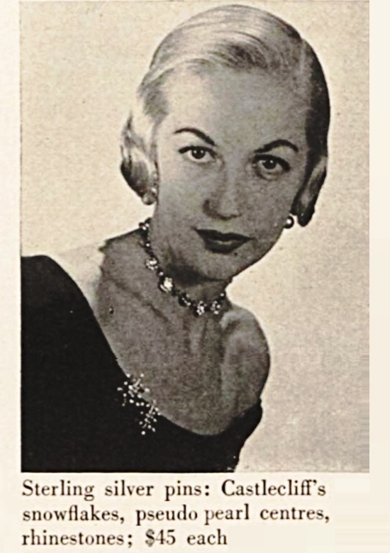 Snowflake pins, Vogue December 1945 ad