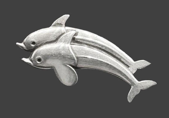 Two dolphins sterling silver stick pin