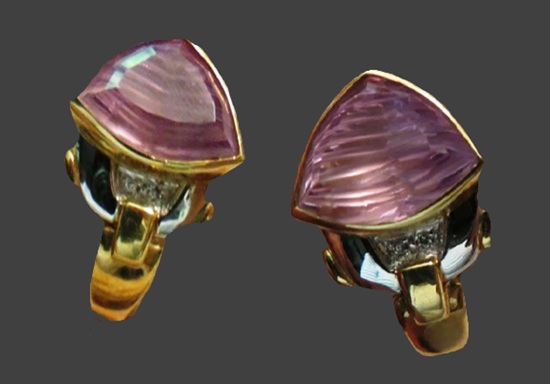 Amethyst 14 K gold earrings