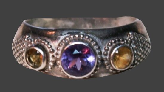 Amethyst citrine sterling silver ring