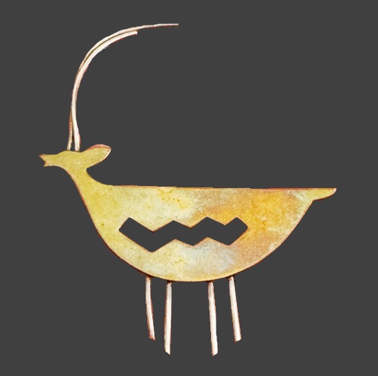 Antelope mixed metal brooch pin