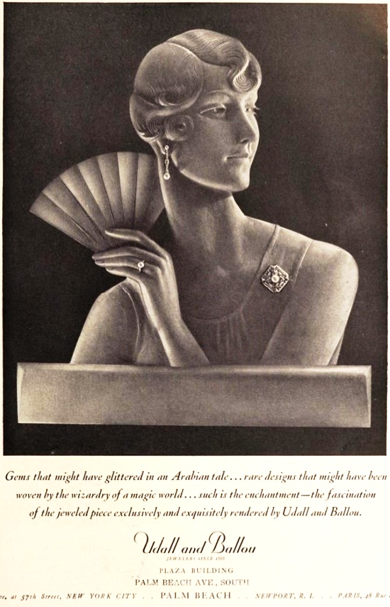 Arabian tale jeweled pieces rendered by Udall and Ballou, January 1931 ad