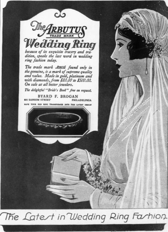 Arbutus trademark wedding ring, Vogue June 1927