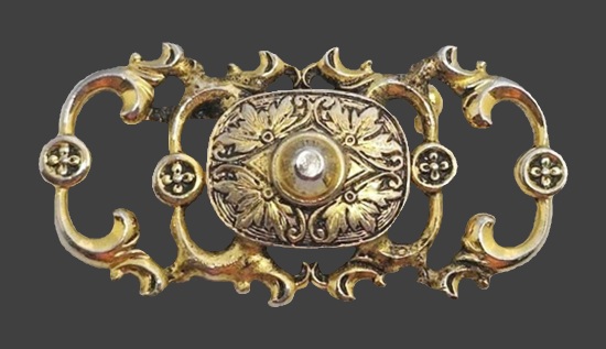 Art Deco gold tone brooch