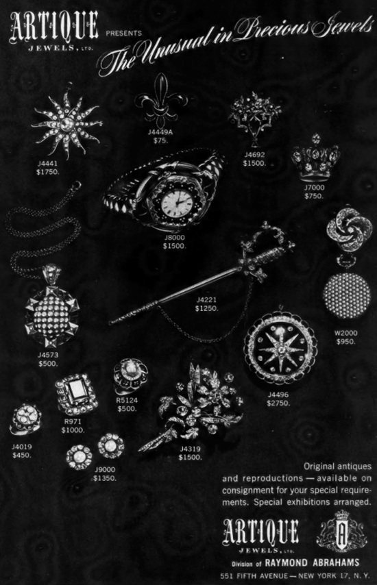 Artique Jewelry, March 1949 ad