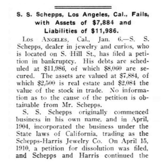 Bankruptcy, January 1915 note