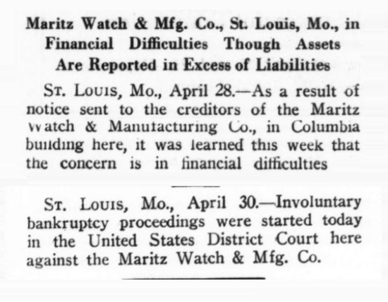 Bankruptcy proceedings, May 1923