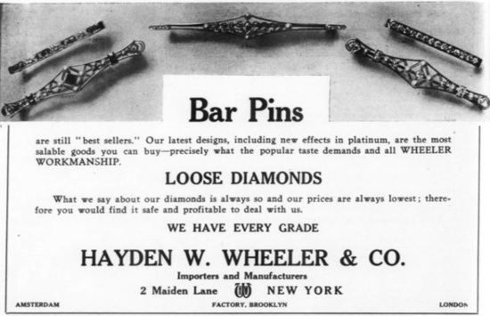 Bar pins. August 1910 ad