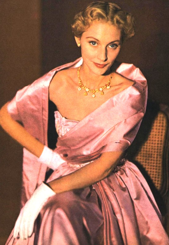 Beautiful necklace and earrings set, Vogue November 1948 ad