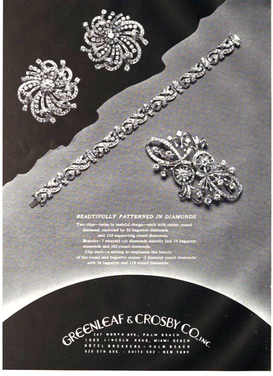 Beautifully patterned in diamonds, Palm Beach Life February 1949 ad