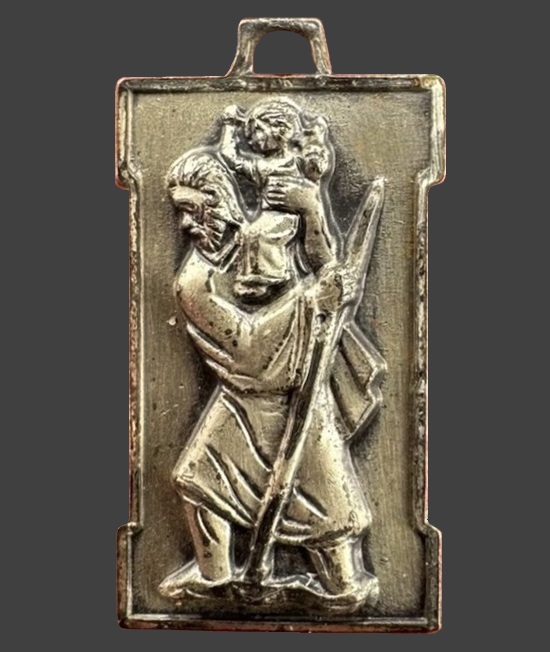 Biblical motif Joseph and baby Jesus sterling silver pendant