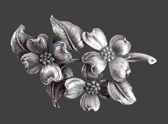 Blossom branch sterling silver brooch pin