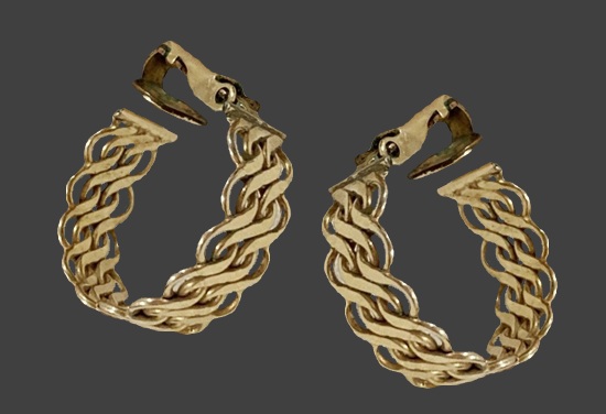 Braided wave design 12 K gold hoop earrings