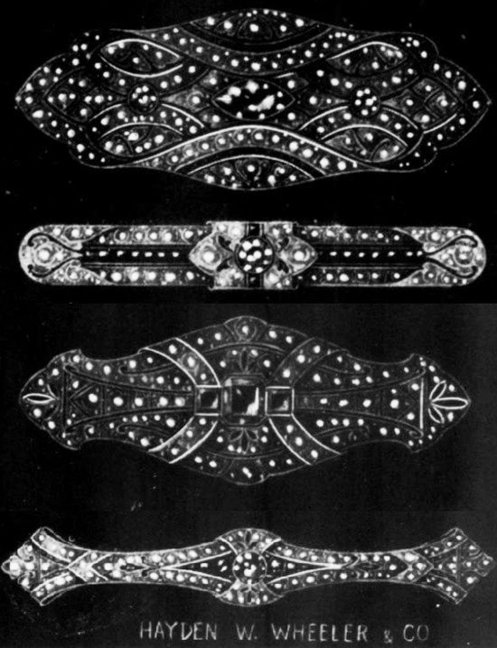 Brooch and bar pin in sapphires and diamonds. February 1924 ad
