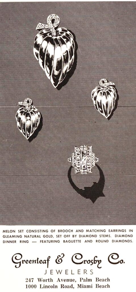 Brooch, ring and earrings, March 1953 ad