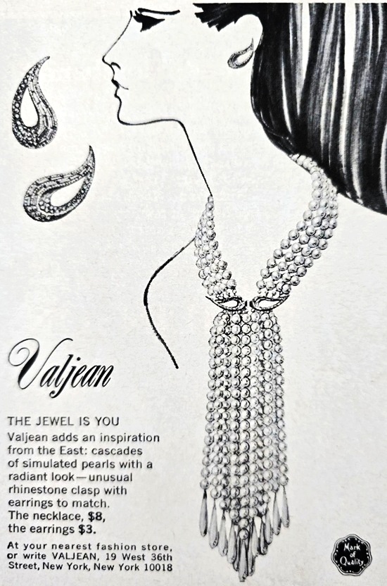 Cascade of simulated pearls, inspiration from the East, 1966