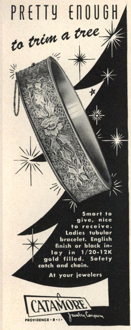Catamore Ladies tubular bracelet, Vogue December 1947 ad