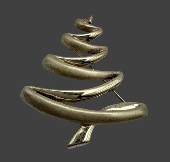 Christmas Tree gold tone brooch pin