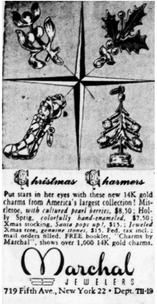 Christmas charms The New York Times November 1953 ad