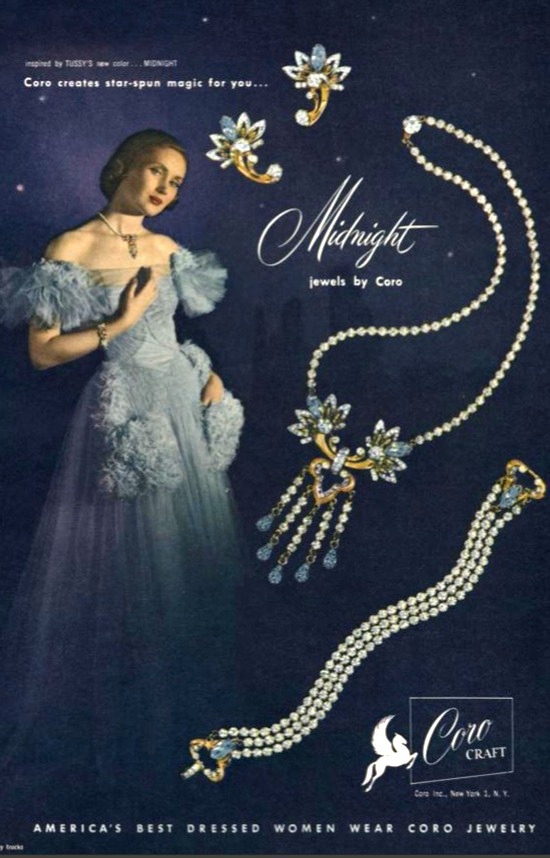 Coro Midnight Jewels Vogue September 1947 ad