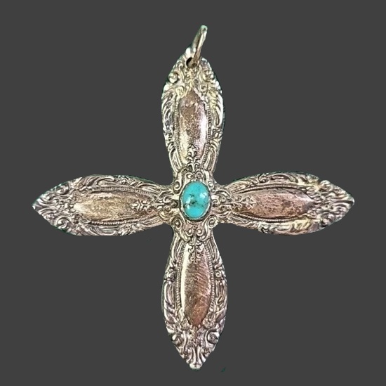 Cross sterling silver Turquoise pendant
