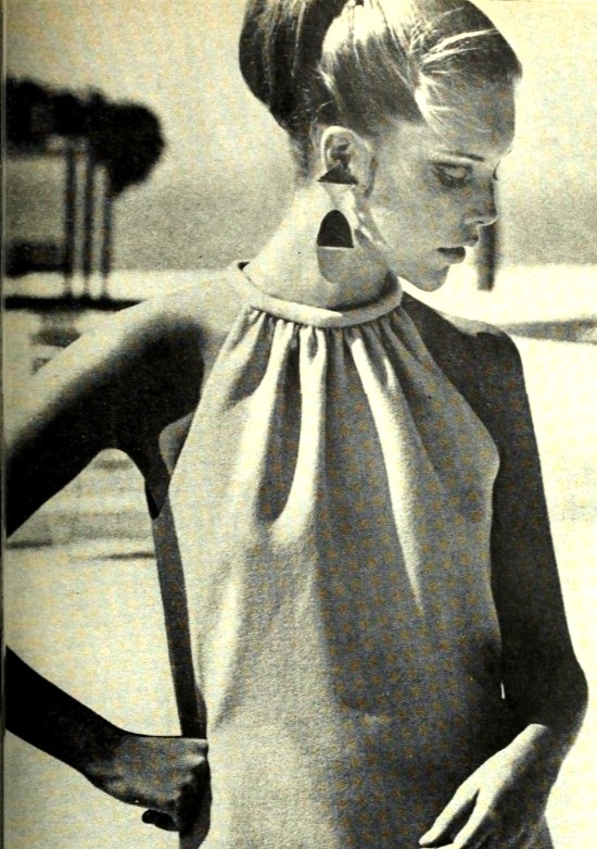 Dangle earrings by Sandor Goldberger, Mademoiselle December 1966