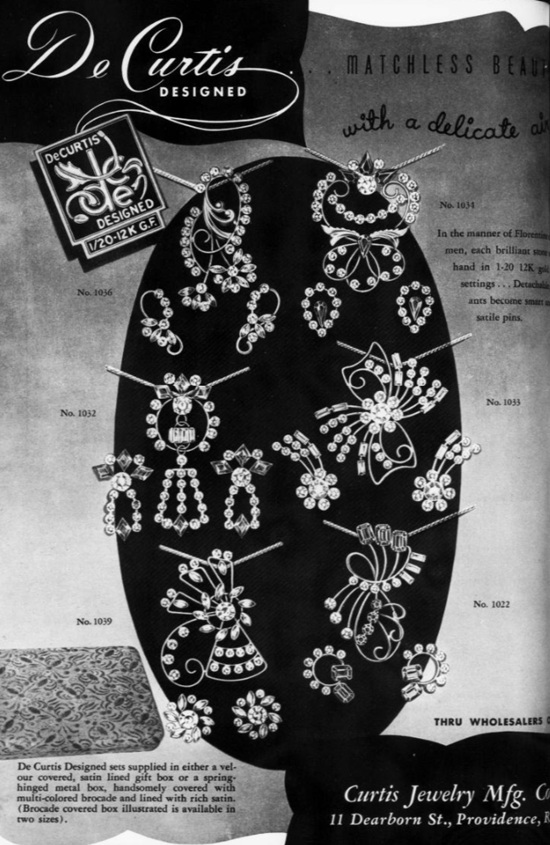 De Curtis designed costume jewelry, August 1951