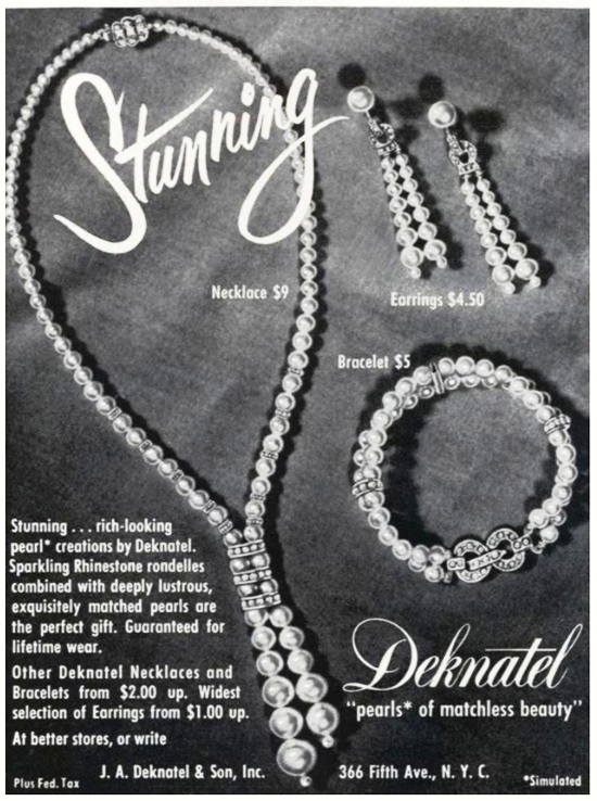 Pearl Jewelry, Vogue October 1951 ad