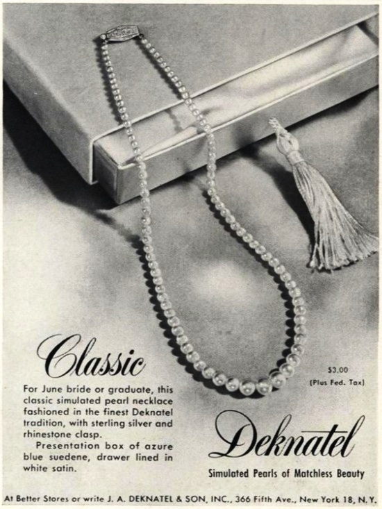 Simulated pearls necklace, Vogue May 1951