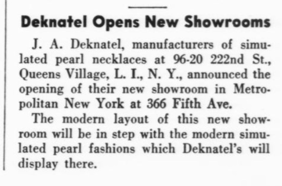 Deknatel The opening of their new showroom in Metropolitan New York at 366 Fifth Ave., July 1950