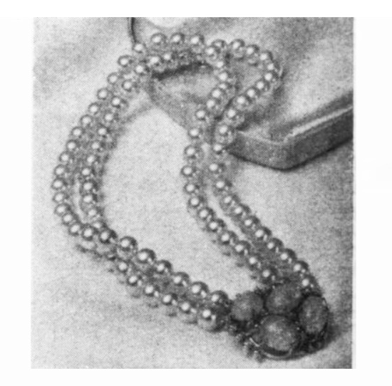 Designed for Mother's Day Simulated pearl necklace, April 1952