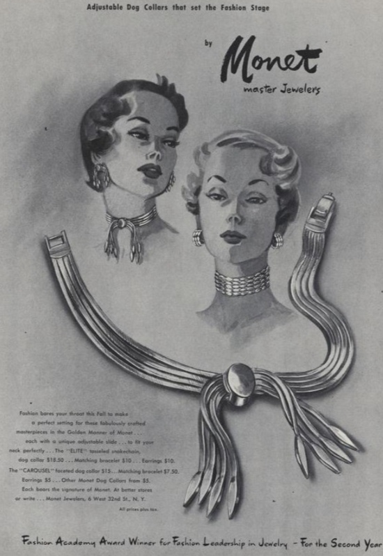 Dog collars, October 1950 Vogue ad