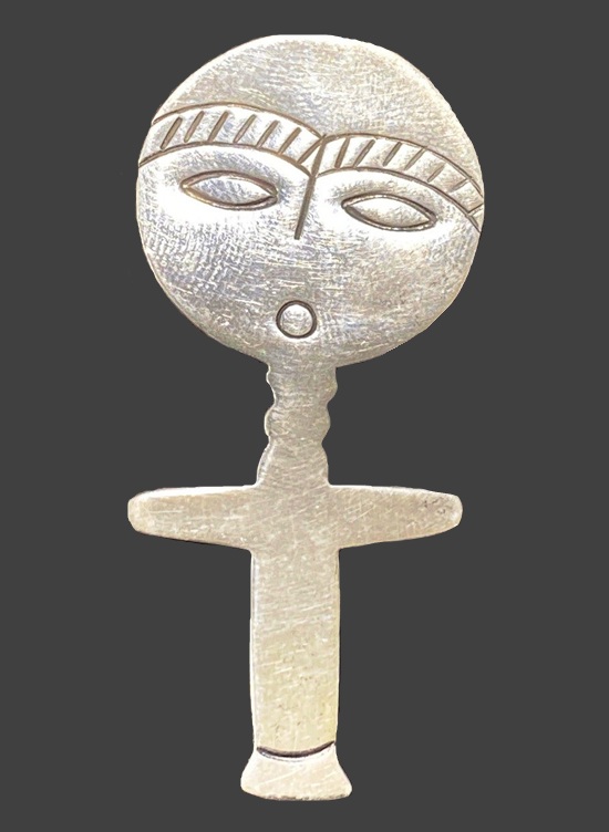 Doll abstract design sterling silver brooch