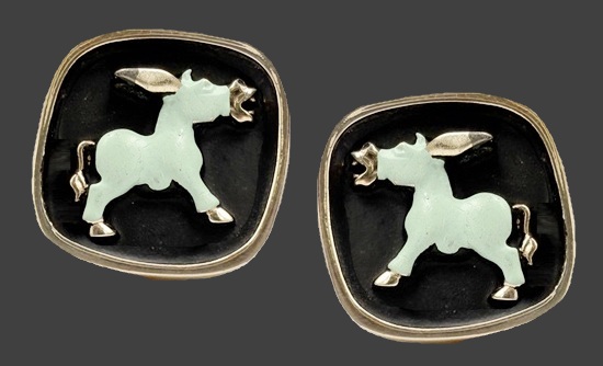 Donkey Democratic Party enamel gold plated cufflinks