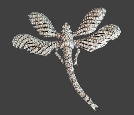 Dragonfly silver tone brooch