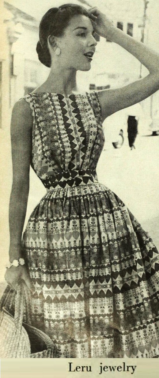 Ear clips and bracelet by Leru, Mademoiselle 1957