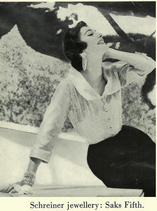 Schreiner Earrings and bracelet, Vogue October 1954