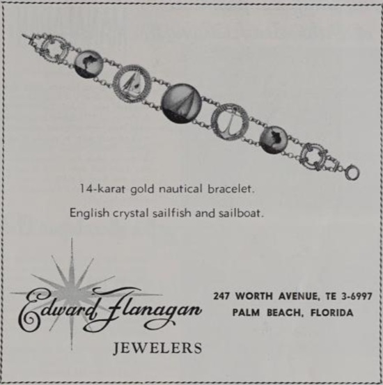 Edward Flanagan 14 K gold nautical bracelet, February 1963 ad