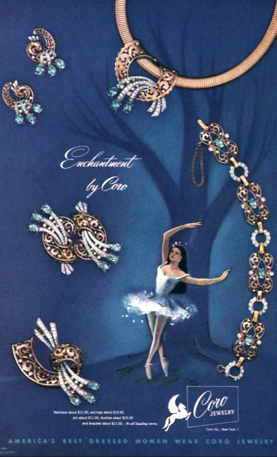 Enchantment by Coro, Vogue October 1947 ad