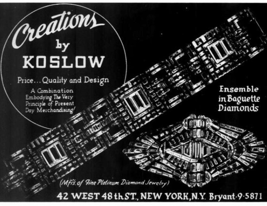 Ensemble in baguette diamonds, August 1939 ad