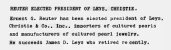 Ernest G. Reuter elected president, May 1956 note
