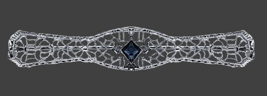 Filigree silver paste bar brooch