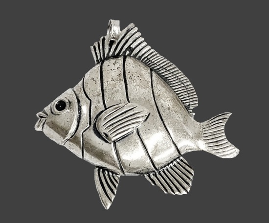 Fish sterling silver brooch pendant