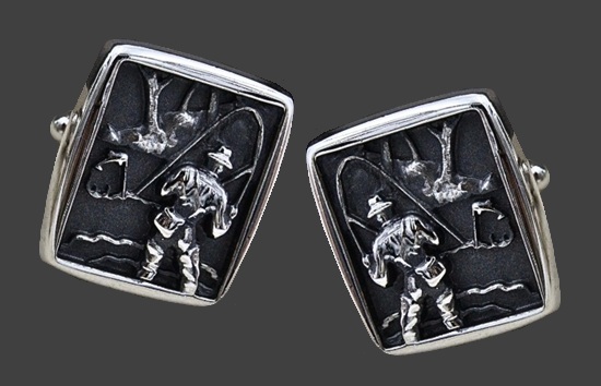 Fisher rhodium plated cufflinks