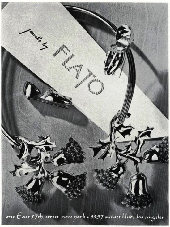 Flato Thistle motif jewelry, Vogue October 1941 ad