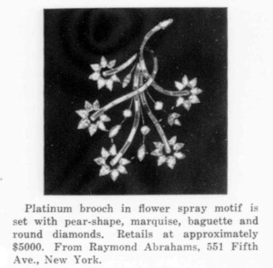 Floral spray diamond brooch, 1960 ad