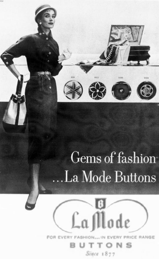 Gems of fashion La Mode Buttons, Simplicity Fashion Magazine Fall-Winter 1954