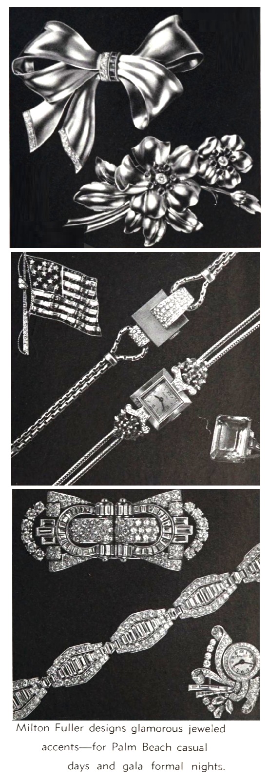 Glamorous jeweled accents, February 1944 ad