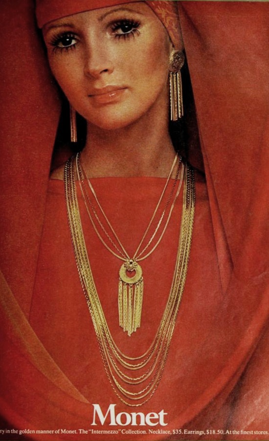 Gold chain jewelry set, Mademoiselle September 1969